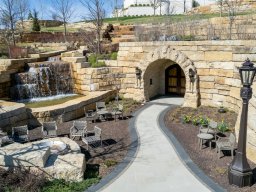 Cut Itailian Sandstone Paving and Lueders Ledge Retaining Walls
